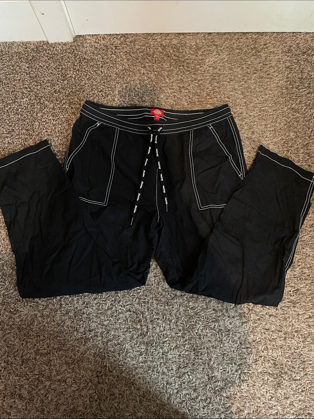 Dickies Black Jogger Pants with White Contrast Stitching